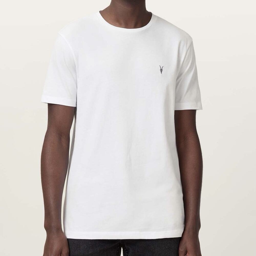 AllSaints T-Shirt Brace White Ramskull Logo Short Sleeve Crew Neck Cotton Sz XXL